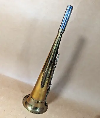 Vintage Nautical Brass Fox Hunt Fog Horn Trumpet W/ Chain Made In India 13.5  • $49.99