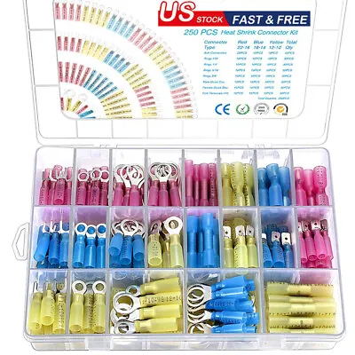 250PCS Heat Shrink Wire Connectors Electrical Terminals Kit Waterproof Marine US • $14.89