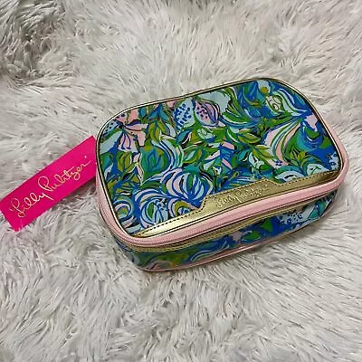 New Lilly Pulitzer Makeup Bag Blue Pink Vacay All Day Travel Organizer Feline • $48