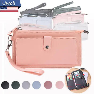 Womens Leather Clutch Wallet Zip Long Purse Card Holder Case Handbag Gift • $6.59