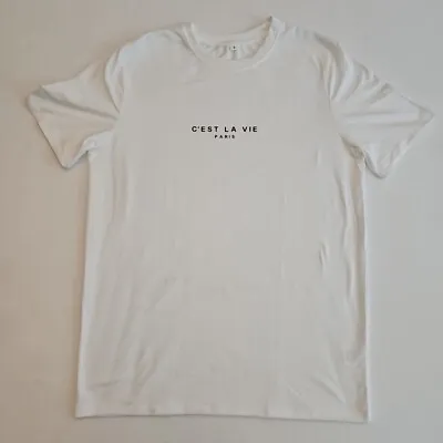 Men's C'est La Vie Paris  That's Life  White T-Shirt Size Small • $13.50