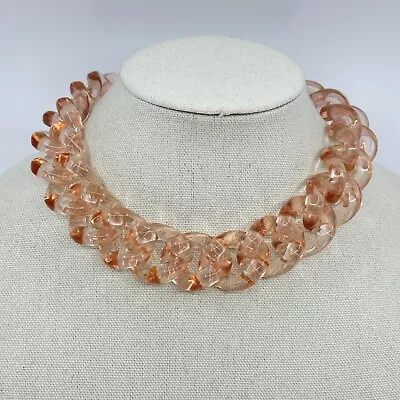 J. Crew Necklace Statement Light Pink Acrylic Chain Chunky Estate Costume • $22.91