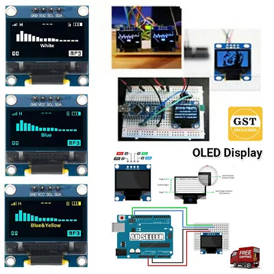 OLED Display 128x64 I2C SSD1306 For Arduino Uno Mega 2560 0.96  BlueYellow/White • $8.01