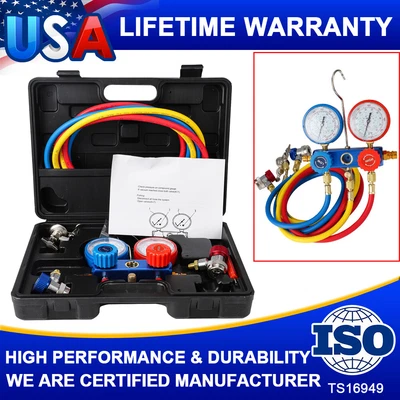 $59.99 • Buy HVAC Refrigeration Diagnostic Manifold Gauge Set Kit Pressure Guage M14*1.25 RED