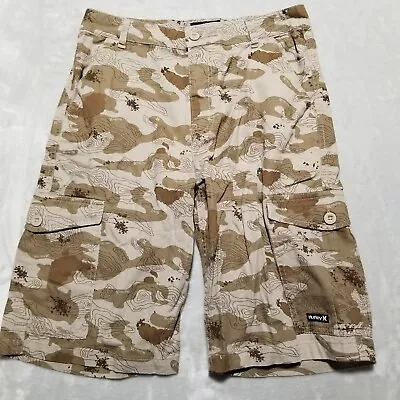 Hurley Shorts Mens 30 Brown Tan Camo Camouflage Cargo Pockets Outdoors Casual • $10.98