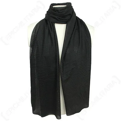 Black Mesh Net Scarf - Scrim Neckerchief Cadets Army Military Soldier Airsoft • £7.45