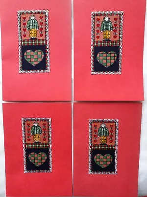 HEARTS 4 Card Toppers Card Making Embellishments Silver Stitching Card Gift Tags • £1.50