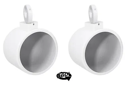 2) Rockville MAC90W 8  360° Swivel White Aluminum Wakeboard Tower Speaker Pods • $194.95