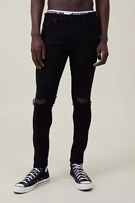 Cotton On Mens Super Skinny Fit Jeans Jet Black Size 34 • $28