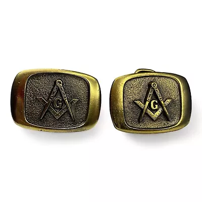 1983 MM United Brass Tone Masonic Freemason Fraternal Belt Buckles #D1307 USA X2 • $19.95