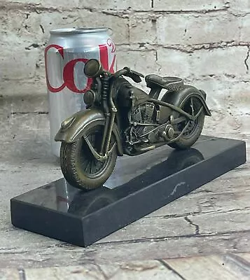 Signed Bronze Motorcycle On Marble Base Harley Davidson Roadster Collectors SALE • $249.50