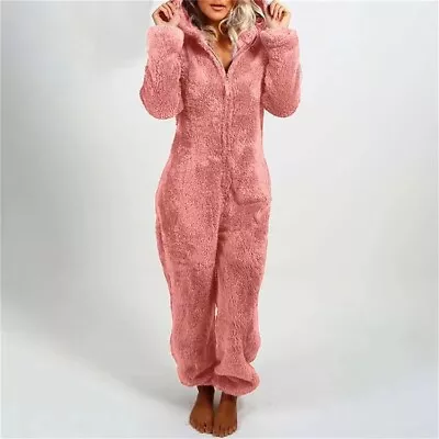 Men Women 1Onesie Fleece Jumpsuit Teddy Bear Hooded All In One Dressing Gown PJs • £12.99