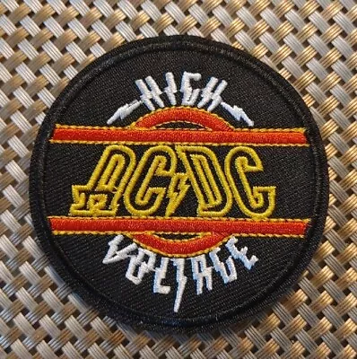 AC/DC ACDC (band) Round High Voltage Embroidered Patch Iron-On Sew-On US Ship • $4.25