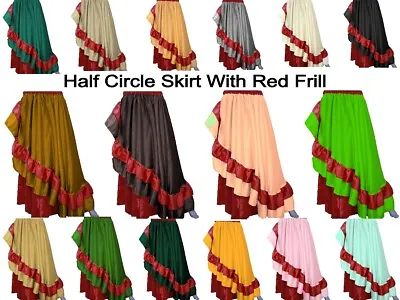 Steampunk Pleated Belly Dance Half Circle Skirts Red Frill Pleated Skirt S57-2 • $42.27