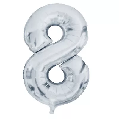 Silver Foil Number 8 Balloon 34  Metallic Party Decoration • $7.46