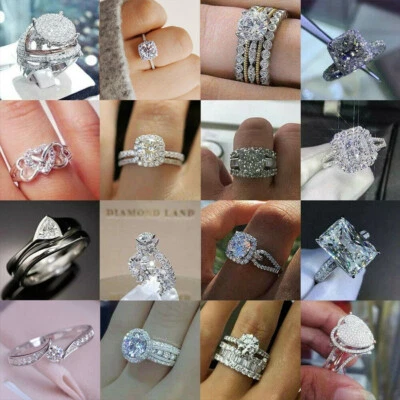 $2.76 • Buy Gorgeous  925 Silver Rings Jewelry Women Cubic Zirconia Wedding Ring Size 6-10
