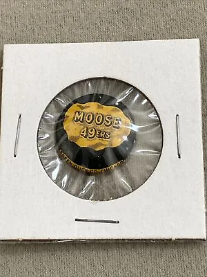 VINTAGE Loyal Order Of Moose 49ers LODGE PINBACK PIN BUTTON BADGE GREEN DUCK 3/4 • $5.94