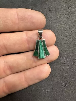 3.1g Vintage Sterling Silver 950 Malachite Inlay Pendant Jewelry Lot S • £3.33