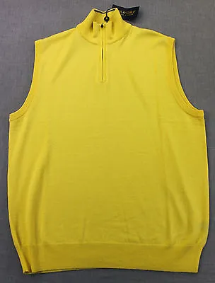 RALPH LAUREN POLO GOLF Mens Yellow 100% Merino Wool 1/2 Zipper Vest NWT  L  $145 • $79.99