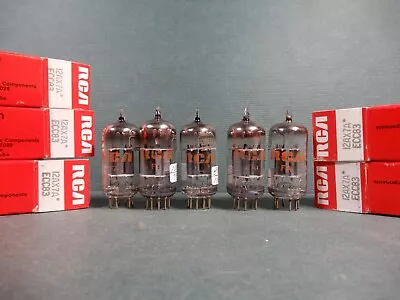 RCA Short Gray Plate 12AX7A Vacuum Tubes (5) Amplitrex Tested Strong! • $200