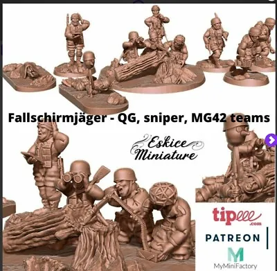 Ww2 German Fallschirmjager Full Set Soldiers 1/35th Resin Printed • £25