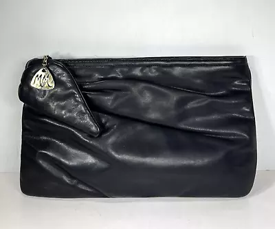 Morris Moskowitz Vintage Black Leather Clutch Bag • $33.99