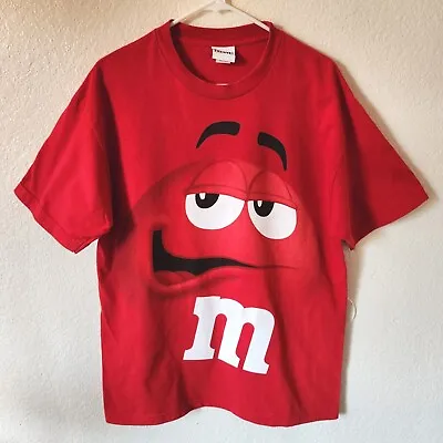 Mars M&M Candy Shirt Men's Size Large Big Face 2011 Red Snack T-Shirt • $16.80