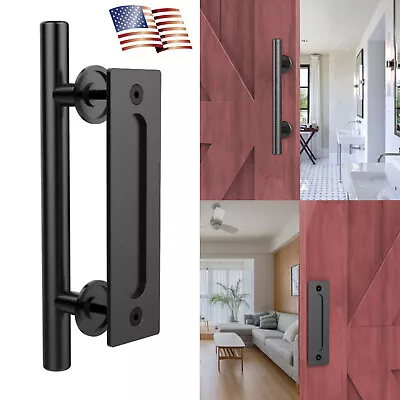 12  Sliding Barn Door Pull Handle Heavy Duty Gate Handle Flush Hardware Set New • $17.99