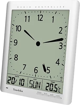 Youshiko Radio Control ( UK Version ) Digital Analog Style Silent Wall Clock • £44.99