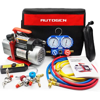 $159.99 • Buy 110V 4CFM 1/3HP Air Vacuum Pump HVAC R134a R12 R22 R502 A/C Manifold Gauge Set