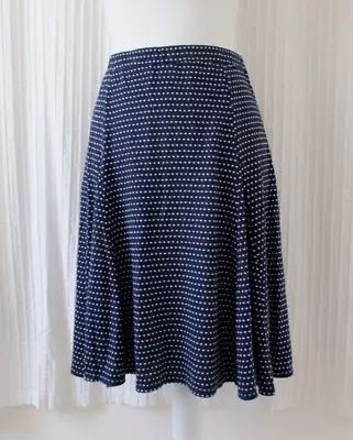 Max Edition NWT Swiss Dot Skirt Navy Blue Swing A Line Stretch Knit L Large • $20