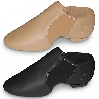 Roch Valley Slip On Split Sole Neoprene Jazz Shoes Dance 7c-11a Rvneo Black Tan • £22.55