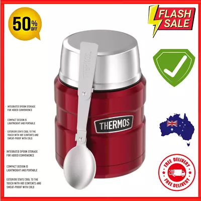 Thermos Stainless King Insulated Food Jar With Spoon  470ml Red FAST SHIPPING • $33.75
