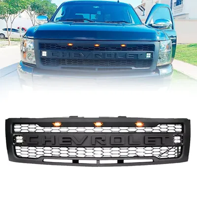 Front Grille For 2007-2013 CHEVROLET Silverado 1500 Upper Bumper Grill W/LEDs • $259.95