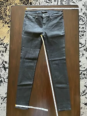 Women's J Brand Super Skinny Leg Coated Black Stretch Denim Jeans Size 30 • $17.95