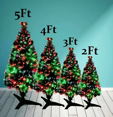 £31.99 • Buy Large 5/4/3/2FT Christmas Tree Xmas Fibre Optic Pre Lit Lights LED Lights Decor 