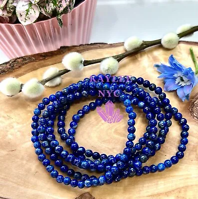 Wholesale Lot 6 Pcs Natural Lapis Lazuli 4mm 7.5” Crystal Stretch Bracelet • $18