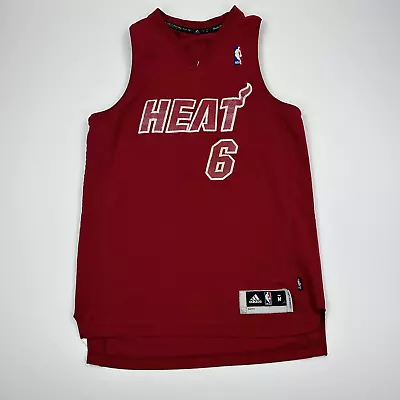 Adidas Lebron James Miami Heat Red Christmas NBA Jersey Mens Medium+2 Distressed • $54.99