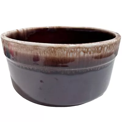 McCoy Pottery Brown Souffle Dish Casserole 7059 Brown Stoneware Drip 7.5Vtg • $21.38