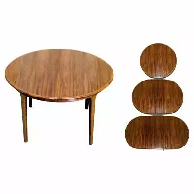 C J Rosengaard Danish Rosewood Mid Century Modern Extending Dining Table 6-10 • $3667.88