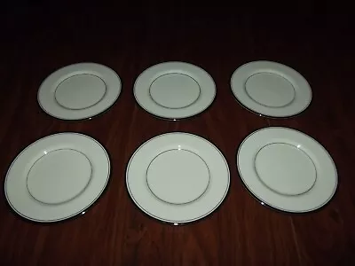 6 Mikasa Briarcliffe China Salad / Dessert Plate Platinum Trim 7 5/8  Japan EUC • $49.95