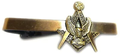 Masonic Eagle Square Compass Harley HOG Biker Antique Gold Suit Tie Bar Clip • $12.99