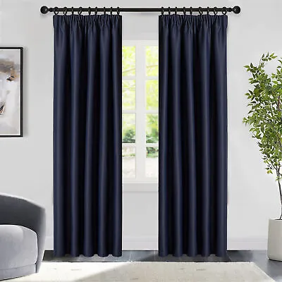 2 Panels Pair Ready Made Thick Thermal Blackout Curtains Pencil Pleat Curtains • £11.99