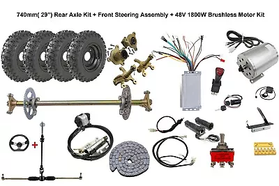 29  Go Kart Drift Trike Rear Axle Kit + 6  Wheels + 48V 1800W Electric Motor ATV • $705.86