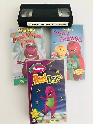 Barney VHS X4 Talent Show Fun And Games Read With Me Imagination VGC Tested • $29.95