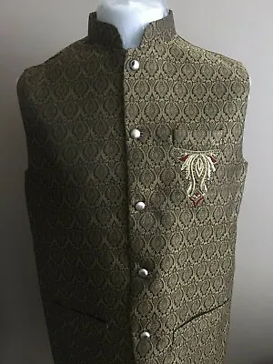 Asian Waistcoat Gold Small Men's Wear Eid Clothes Pakistani Brand New • £29