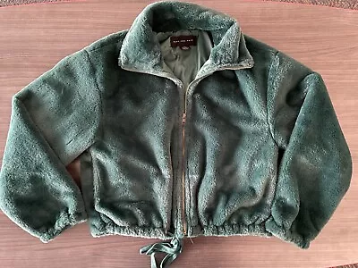 Victoria's Secret Know One Cares Faux Fur Crop Full Zip Jacket Green Small • $8.95