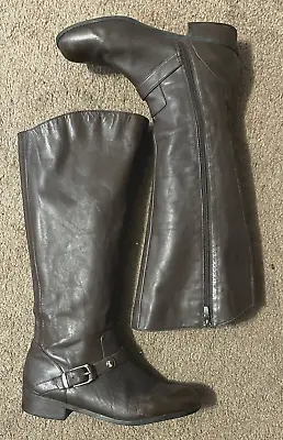 Me Too 'arctic Lady 10 M Brown Leather Side Zip  Tall Riding Boots 16  Calf • $29.99