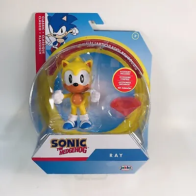 Sonic The Hedgehog Ray Flying Squirrel 4  Action Figure With Chaos Emerald 2022 • $20