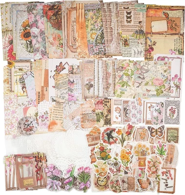 $24.65 • Buy Vintage Scrapbook Supplies Pack (200 Pieces) Art Journaling Bullet Junk Journal 